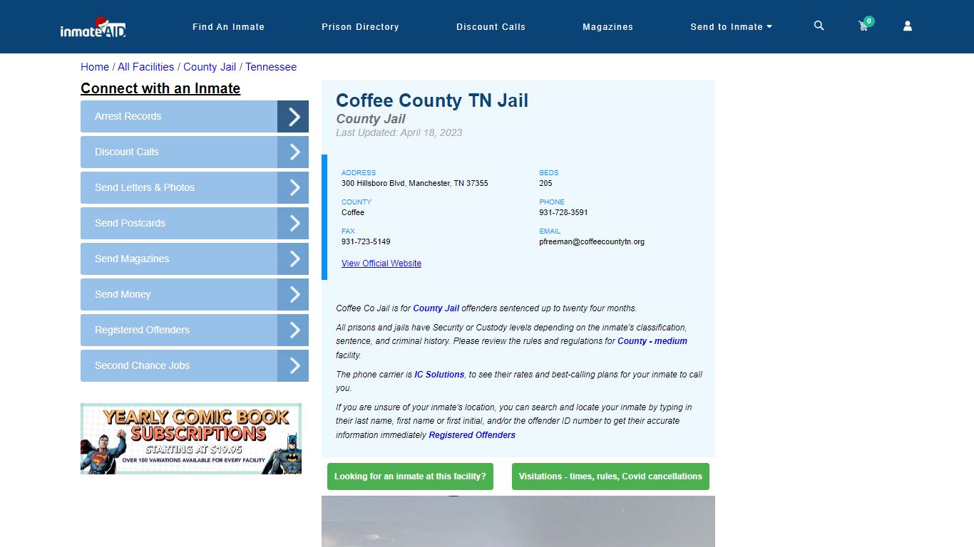 Coffee County TN Jail - Inmate Locator - Manchester, TN